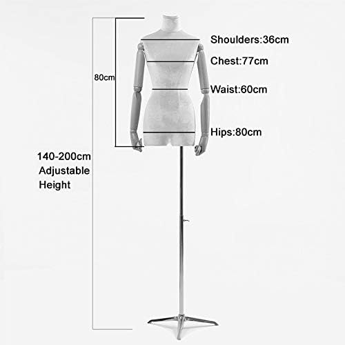 Miniatura 2 de HXYONGN Beige Female Dress Form Mannequin Torso Body with Adjustable Height Black Tripod Stand, for Women's Dress Clothing Display Interesting(with
