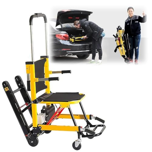 WOLWES Sillas De Ruedas Eléctricas para Subir Escaleras,Silla para Subir Y Bajar Escaleras,Salvaescaleras Portátil,Escalador De Escaleras Eléctrico sobre Orugas,para Pacientes De Edad Yellow