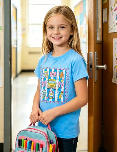 Image of Girls' School Days Short Sleeve Shirts Graphic T-Shirts Size 5-8