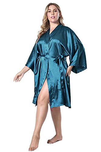 Image of EPLAZA Women Silky Satin Robe Wedding Bridal Party Bride Bridesmaid Robes Kimono Loungewear Dressing Gowns
