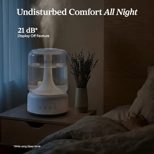 Image of LEVOIT Humidifiers for Bedroom, 4.2L Large Room with 21dB, Up to 42H Runtime, Dishwasher Safe Parts, Easy to Clean, Night Light, Top Fill Cool Mist Humidifier for Baby Nursery, Plants, Pearl White