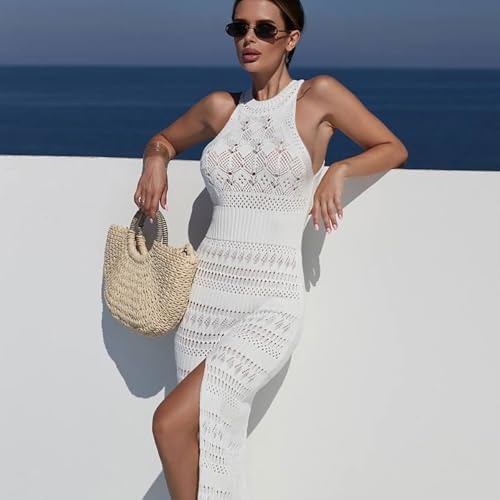 HYTENSUN Women Swimsuit Crochet Swim Cover Up 2025 Summer Bathing Suit Swimwear Mesh Knit Beach Dress Vacation Outfits4