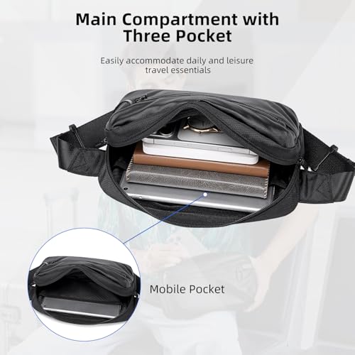 Image of Golden Wolf Chest Bag for Men 2L Sling Bag for Mobile Phone Passport Crossbody Bags Sleek Side Bag Water-Resistant Fanny Pack for Office Casual Daily Use