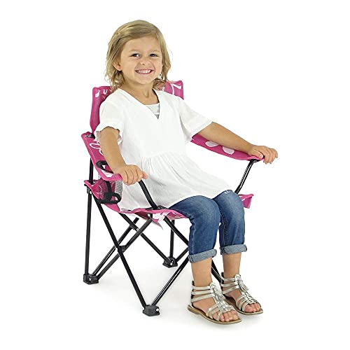 Kids Toddler Sturdy Indoor/Outdoor Beach Quad Camping Tailgate Chair | Girls Folding Travel Lawn Chair With Child Safety Lock, Cup Holder And Carry Case #TOP7