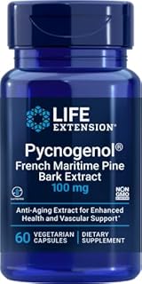 Life Extension Pycnogenol French Maritime Pine Bark Extract, 100 Mg - For Antioxidant & Vascular Health & Circulation - Gluten Free, Non-GMO - 60 Vegetarian Capsules