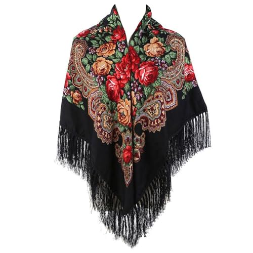 Women's Winter Cape Fringe Square Shawl Light Vintage Cardigan Printed Fall House Summer Spring Pashmina Shawl