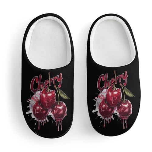 Watercolor Cherry Cute Cotton Slippers Anti-slip House Shoes Funny Slipper Indoor Outdoor3