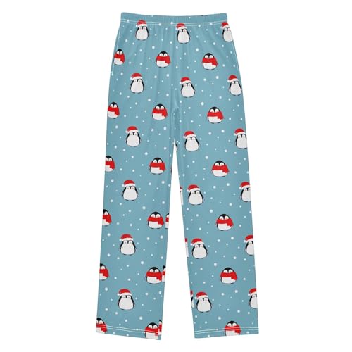 ZZXXB Penguin Winter Snow Boys Long Pants Soft Trousers Elastic Waist Kids Lounge Bottoms with Pockets S-XL