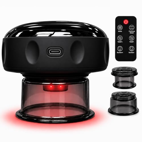 Image of Becommend 5-in-1 Remote Cupping Kit for Massage Therapy with 20-Level Suction & Heat, Red Light - Cupping Set with 2 Replaceable Cups for Back Pain, Knots, Soreness Relief (Black)