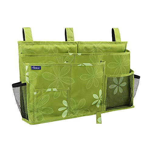 Image of Surblue Bedside Caddy Hanging Organizer Storage Bag for Bunk and Hospital Beds, College Dorm Rooms, Baby Rails, Camp (8 Pockets), Flower