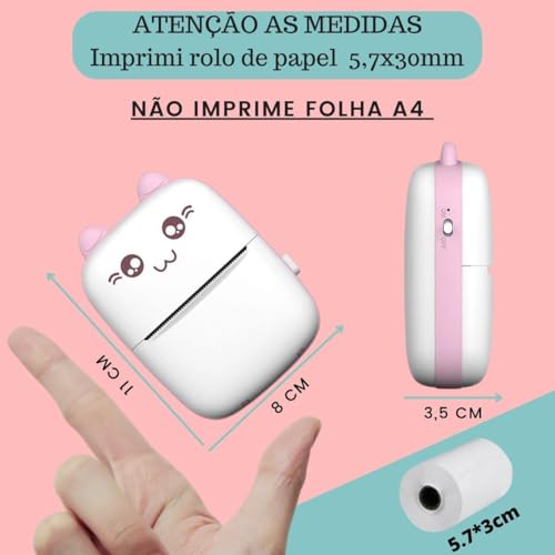 Mini impressora térmica portátil sem fio BT 200dpi Photo Label Memo Pergunta errada Impressão com ca