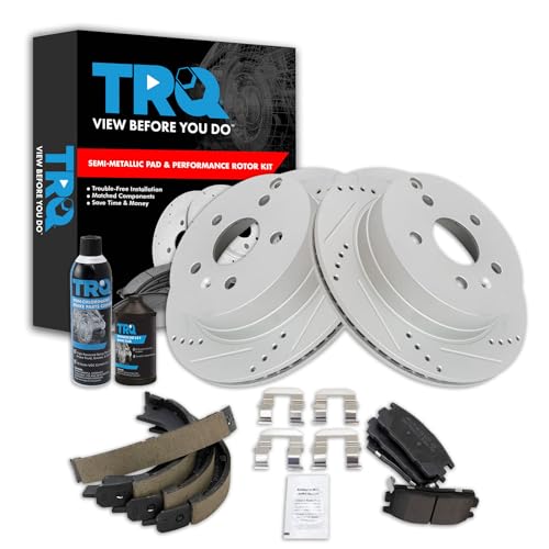 Image of TRQ Performance Rear Performance Brake Pad & Rotor Kit Semi-Metallic Premium G-Coated Compatible with 2010-2017 Chevrolet Equinox GMC Terrain