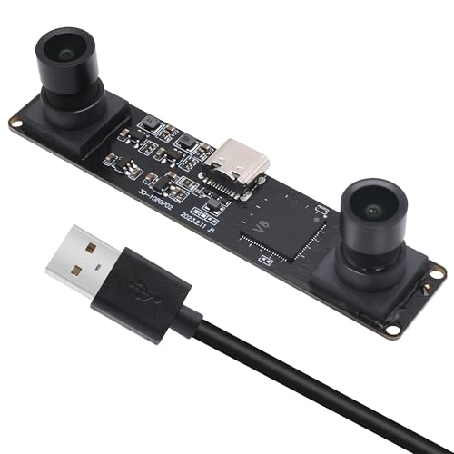 MMlove USB Stereo Camera Synchronous Dual Lens 1080P 60FPS Camera Module 4MP 3D Webcam 117° Wide Angle View Lightburn Webcam USB2.0 Plug & Play for VR Face Recognition Streaming,PC/Laptop/Raspberry Pi