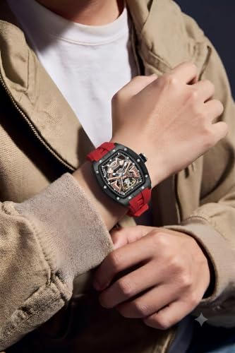 Image of ALIX Men's Automatic Skeleton Self-Winding Water Resistant Chronograph Analog Watch