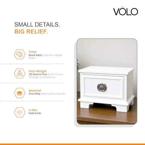 Image of VOLO 2 Pieces Cabinet Knob /Kadi | Pull Knobs for Drawers, Wardrobes & Cupboards | Ideal for Kitchen & Home | (Kadi-19) | (Satin Black, 2 Pieces)