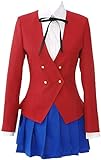 Anime TIGER DRAGON Toradora Cosplay Costume Taiga Aisaka School Uniforms Full Set Halloween (Medium, Red)