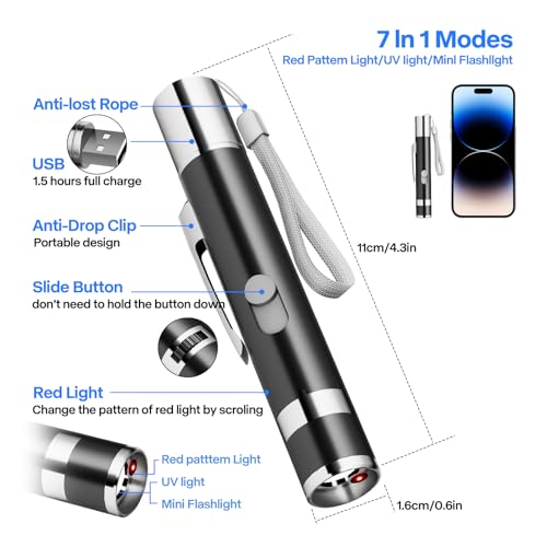 image for Waputne Cat Toys, Cat Toy Red Pointer for Indoor, Rechargeable, 5 Adju