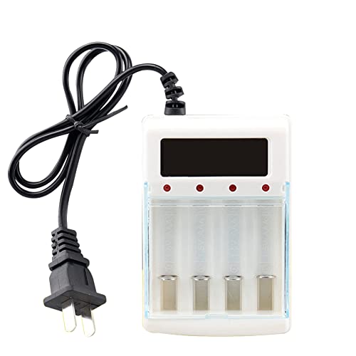 Eayoly Batterie - Chargeur Universel Intelligent Nickel-Cadmium à 4 Baies - Batterie Individuel avec Fonction Charge Rapipour Piles Rechargeables AA AAA