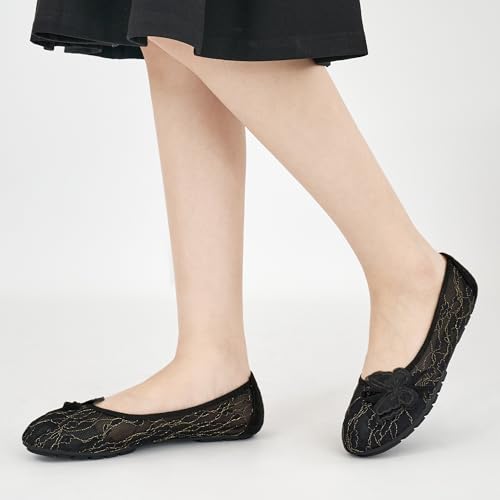 Aomigoct Ballet Flats Shoes for Women: Dress Comfortable Lace Womens Flats - Soft Casual Wedding Work Shoe2