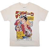 Ripple Junction One Piece Monkey D. Luffy Mangazine Cover Men's Graphic T-Shirt Natural Large