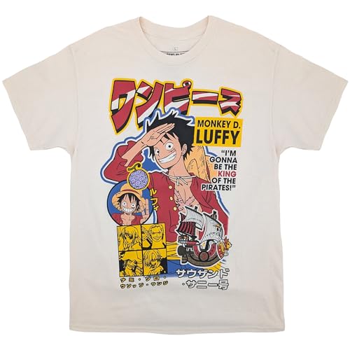 Ripple Junction One Piece Monkey D. Luffy Mangazine Cover Mens Graphic T-Shirt Natural X-Large