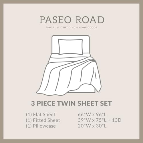 Image of Paseo Road Ranch Life 3 Piece Twin Green White Western Bed Sheet Set