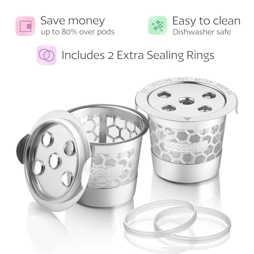 Image of 2 Stainless Steel Reusable K Cups for Keurig K Supreme, K Supreme Plus, K Slim, K-Brew Chill, K-Duo Hot & Iced with MultiStream Technology - 2 Refillable Kcups Coffee Filters for Keurig Coffee Makers