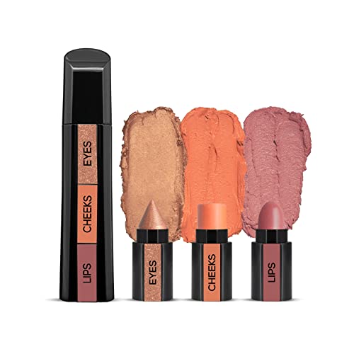 RENEE Fab Face - 3 in 1 Makeup Stick With Eye Shadow, Blush & Lipstick, Enriched With Vitamin E (2. Fab Face Nude)