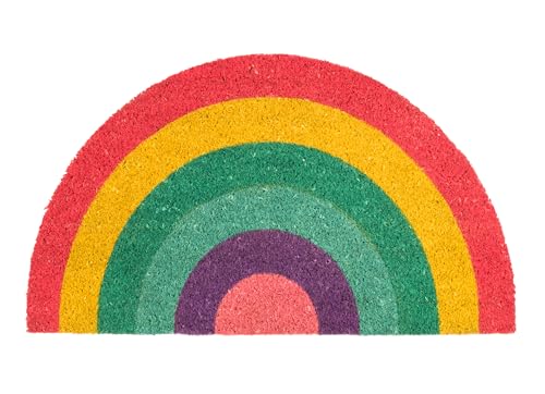 FISURA - Fußmatte außen Regenbogen aus Kokosnuss mit Rutschfester PVC-Rückseite. Lustige Welcome...