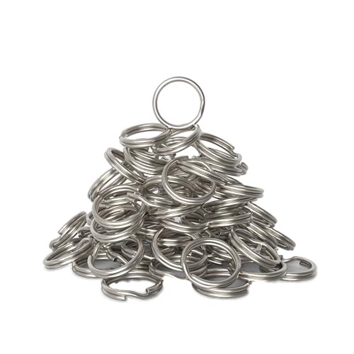 Silipac Keychain Rings Bulk 100 pcs - Split Ring Heavy Duty Crafts DIY Convenient Size 0.9 in (23 mm) - Steel Round Metal Key Rings
