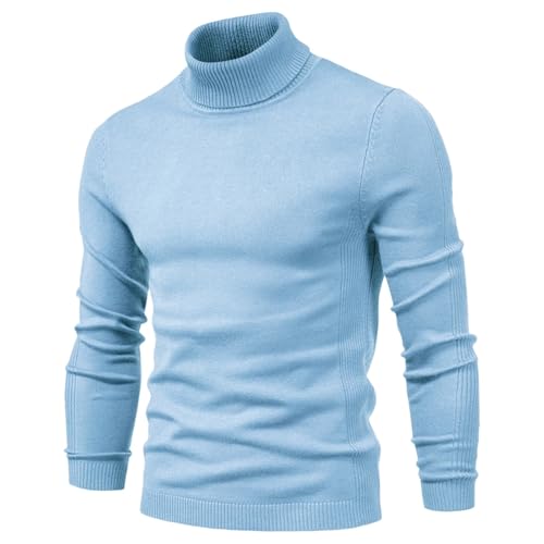 Men High Neck Sweater Long Sleeve Slim Fit Fall Sweater Casual Thermal Sweater Mock Neck Lightweight Pullover Sweater