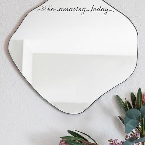 PLIGREAT 2 Sheets Vinyl Mirror Decals Be Amazing Today Quotes Wall Stickers for Woman Bedroom Bathroom Dressing Room Vanity Mirror Decor DIY Home Indoor Wall Art Decor Car Glass Window Stickers - Image 3