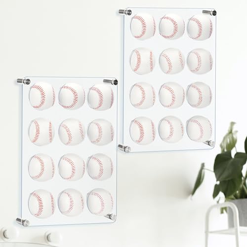 Sturdy Acrylic Baseball Display Case 12-Ball 2-Pack