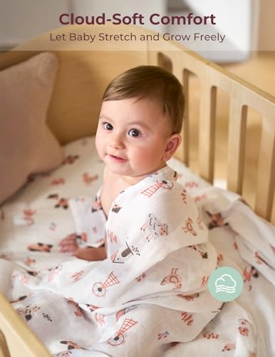 Image of Momcozy Muslin Swaddle Blankets, 4-Pack Breathable and Skin-Friendly Receiving Blankets, Swaddle Blanket Shower Gifts & Baby Registry Essentials, Large 47 inchx47 inch, Little Homestead