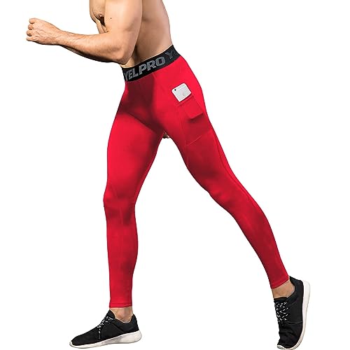 Queerier 3 Pack Men's Compression Pants Athletic Leggings with Pockets Running Baselayer Tights Cycling Workout Pants4