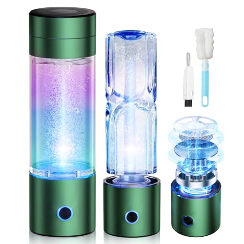 IUHFSIFS Neuer Wasserstoff-Wasserflasche 9000PPB【Ultra PEM Technologie】 Touchscreen, Druckentlastungsventil, Maximale Wasserstoffkonzentration für Ihre Gesundheit, Grün