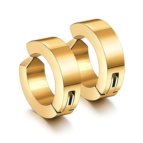 Jstyle Stainless Steel Mens Womens Clip On Earrings Hoop Huggie Non-Piercing Hypoallergenic