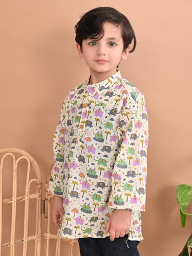 Image of superminis Boys Cotton Regular Fit Printed Kurta Shirt