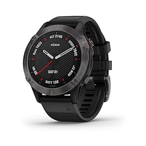 Garmin Fenix 6 Sapphire, Premium Multisport GPS Watch, Features Mapping, Music, Grade-Adjusted Pace Guidance and Pulse Ox Sensors, Dark Gray with Black Band (Renewed)