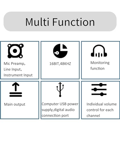 Mini Mixer Audio, 2 Canali USB Portatile Scheda Audio Live Scheda Audio Console con Alimentazione Phantom 48V, Mixer DJ 16 BIT 48 KHZ, per Registrazione Karaoke Streaming Youtube