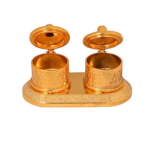 Image of JAIPUR ACE Golden Metal Kumkum Holder /Kumkum Box for Gifting, Pooja, Thali, Mandir, Home, Temple, Gifting (Royal Kumkum Box)