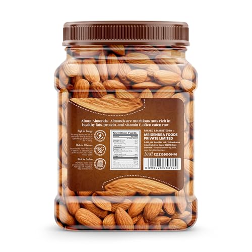 GreenFinity Fresh Almonds 500g | Badam | Healthy and Tasty Dry Fruits Delicious Snacks [Pack of 2].