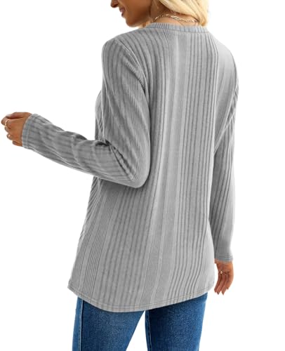 Image of XIEERDUO Long Sleeve Tops for Women Tunics Buttons Front Slit