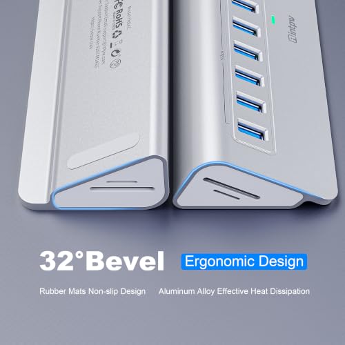 Image of Powered USB Hub 10Gbps, intpw YH9AC Plus 13 Port USB 3.2 Hub(USB A /USB C 3.2+6 USB-A 3.0+2 PD 45W Fast Charging Ports+SD /TF Card Reader), 65W Power Adapter,Aluminum USB HUB for PC,Laptop,iPhone 17 /16