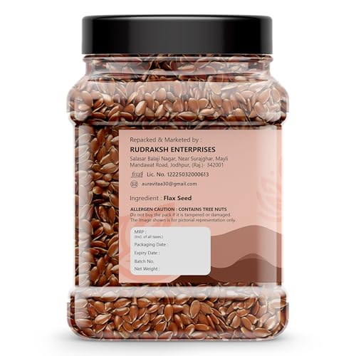 Image of Auravita Premium Flax Seeds 500 Gram | Natural Raw Flax seeds for Eating High Dietary Fiber Alsi Seeds Rich in Magnesium