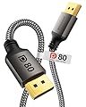 Stouchi DisplayPort 2.1 Cable (VESA Certified) 6.6FT, 80Gbps [16K@120Hz / 8K@240Hz / 4K@540Hz], HDR, HDCP, DSC 1.2a, FreeSync, G-Sync, DP Cable for Gaming Monitor, RTX 5090,RX 9070,RTX 6000 Ada