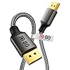 Stouchi Cable DisplayPort 2.1 (certificado VESA) 6.6 pies, 80 Gbps [16K @120Hz / 8K @240Hz / 4K @540 Hz], HDR, HDCP, DSC 1.2a, FreeSync, G-Sync, cable DP para monitor de juegos, RTX 5090, RX 9070, RTX