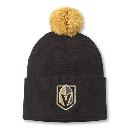 AMERICAN NEEDLE Unisex Vegas Golden Knights Officially Licensed NHL Cuffed Knit Pom Beanie (EM007A-VGK-BLK)