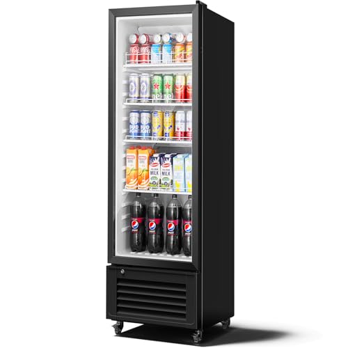 BODEGACOOLER Commercial Beverage Refrigerator, 290L Display Fridge with Soft LED Light, 264 Cans & 120 Bottles Commercial Merchandiser Refrigerator For Kitchen, Home,Office,Garage,Gym,Shop,Man cave