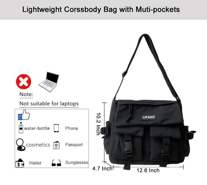 Cute Shoulder Messenger Bag, Casual Style,Fashion Crossbody Polyester Bag,Classic Simple for Daily outings,Men & Women2